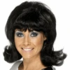 Black 60’s Flick Up Adult Wig (each) -PartyVibe Store 60s Flick Up Wig Black