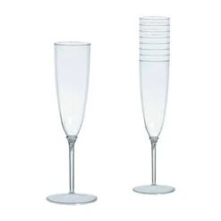 8 X Reusable Clear Plastic Champagne Flutes – 142ml