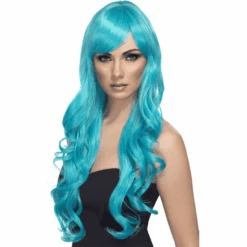 Desire Long Curly Wig – Aqua Blue