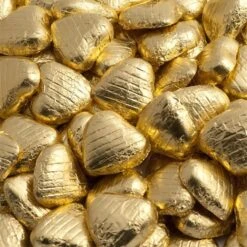 100 X Gold Foil Chocolate Hearts – Bulk Pack