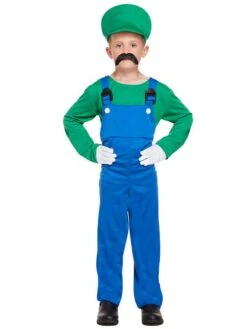 Green Super Plumber Child Fancy Dress Costume