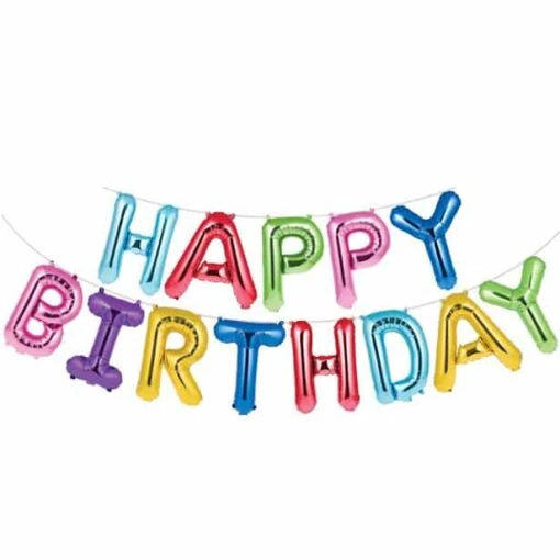 Happy Birthday Rainbow Balloon Bunting – 4m