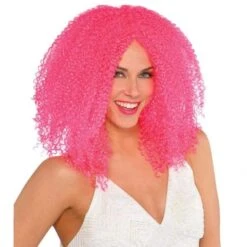 Halloween Pink Crimped Wig