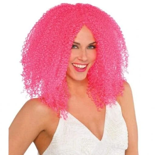 Halloween Pink Crimped Wig