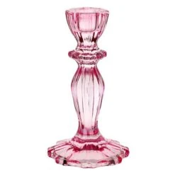 Pink Glass Candle Holder – 16cm -PartyVibe Store Pink Glass Candle Holder 16cm 1