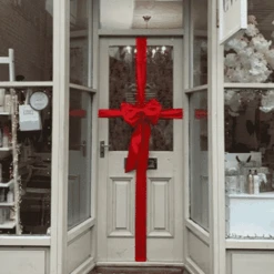 Red Satin Padded Door Bow Christmas Decoration -PartyVibe Store Red Satin Padded Door Bow Christmas Decoration 3