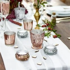Rose Gold Glass Candle Holder – 8cm (Pk 4) -PartyVibe Store Rose Gold Glass Candle Holder 8cm 2