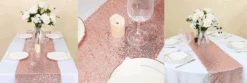 Blush Rose Gold Sequin Table Runner – 1.8m -PartyVibe Store Rose Gold Table Runner 12