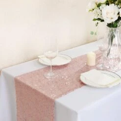 Blush Rose Gold Sequin Table Runner – 1.8m -PartyVibe Store Rose Gold Table Runner 2