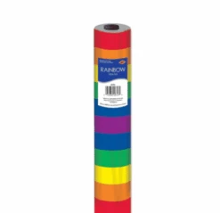 Rainbow Stripe Plastic Table Banqueting Roll – 30m