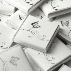 Silver Wedding Butterfly Neapolitan Chocolates (Pk 50)