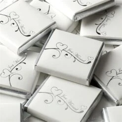 Silver Wedding Heart Neapolitan Chocolates (Pk 50)