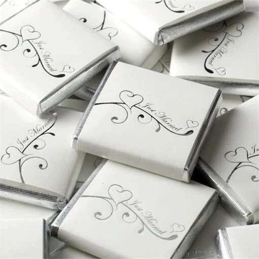 Silver Wedding Heart Neapolitan Chocolates (Pk 50)