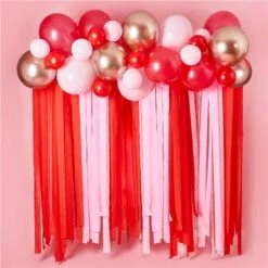 Valentine’s Balloon & Streamer Backdrop -PartyVibe Store Valentines Balloon Streamer Backdrop 2