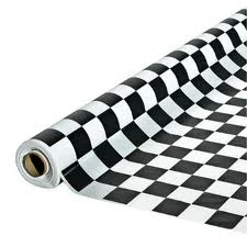 Black & White Checked Banqueting Plastic Table Roll Great For Trestle Tables – 30m